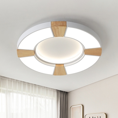 Circular Ceiling Mounted Light Nordic Acrylic Sleeping Room LED Flushmount Lighting in Grey/White/Green