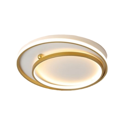 Circular Metal Flush Ceiling Light Modernism LED Gold Flush Mount Lamp in Warm/White Light, 16