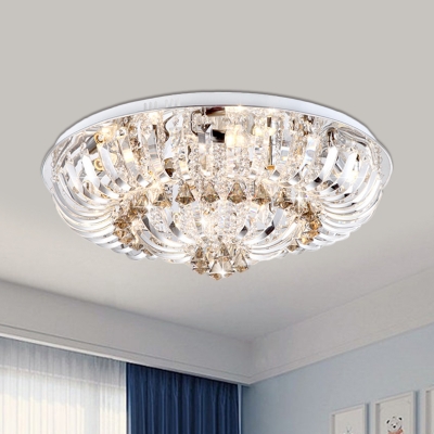 Clear Crystal Bowl LED Flush Light Modern Living Room 27