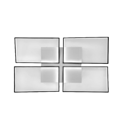 Clear Rectangular Panel Semi Mount Lighting Modern Opal Glass LED Flush Light in Warm/White/3 Colors Light, 35.5