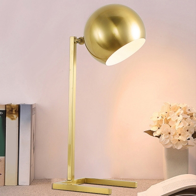 Colonial Spherical Reading Book Light LED Metallic Nightstand Lamp in Gold for Study Room