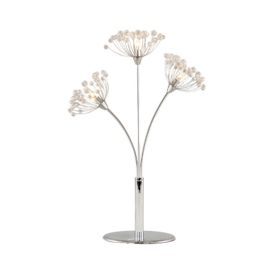 Dandelion Shape Desk Light Modern Style Crystal Beads LED Bedroom Night Table Lamp in Chrome
