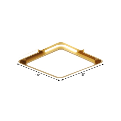Modern LED Ceiling Flush Mount with Acrylic Shade Gold Square Flush Light Fixture, Warm/White Light