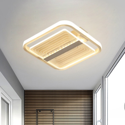 Modern LED Flush Mount Lighting with Acrylic Shade Clear Square Semi Flush in Warm/White Light