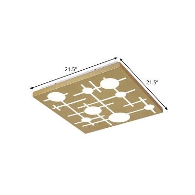 Modernist LED Flush Light with Acrylic Shade Gold Square Flushmount Lighting in Warm/White Light