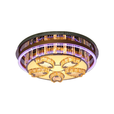 Round Bedroom LED Ceiling Flushmount Lamp Modern Crystal Stainless Steel Flush Light with Bluetooth Disco Ball