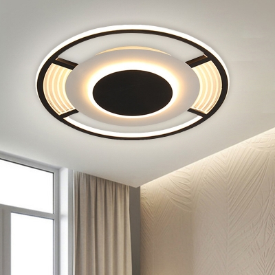 Rounded Acrylic Flush Mount Lamp Nordic Black/Gold LED Flush Ceiling Light in Warm/White/3 Color Light