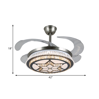 Stainless Steel Round Fan Lamp Simple Crystal Living Room 19