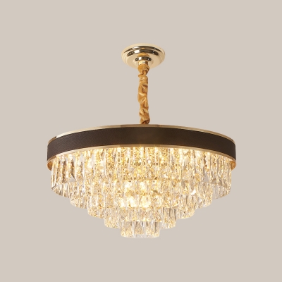 Tiered Tapered Clear Crystal Drop Lamp Modern 8/10-Head 18