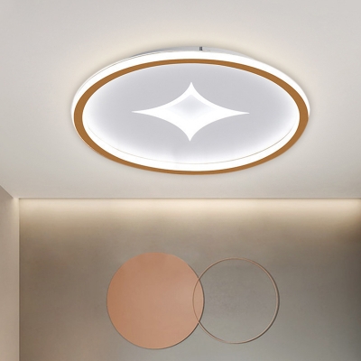 Black/Gold LED Ceiling Flush Mount Round Simple Metal Flush Lamp with Doji Design in Warm/White Light, 16