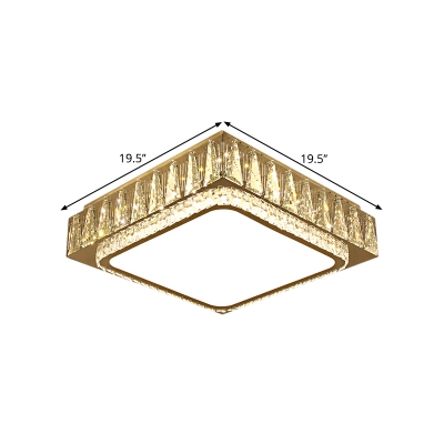 Clear Crystal Rectangle LED Ceiling Fixture Contemporary Flush Mount Lighting for Sitting Room