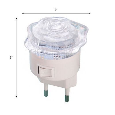 Clear Rose Mini LED Night Light Romantic Modern Plastic Plug-in Wall Lamp in Color Changing Light