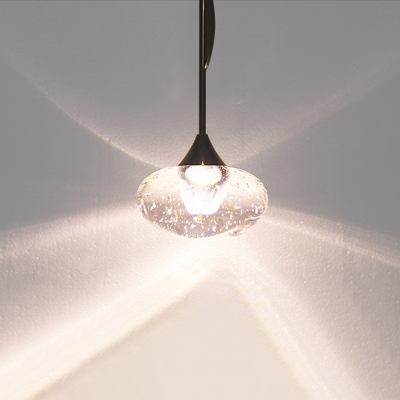 Clear Seedy Crystal Oval Mini Pendant Simplicity Single Bedside LED Hanging Light in Black-Gold