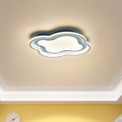 Cloud Acrylic Flush Light Fixture Kids White/Blue LED Flush Mount Lighting in Warm/White Light for Bedroom