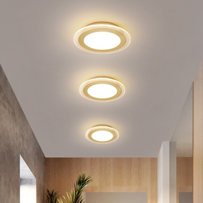 Gold Rounded Flush Light Fixture Modern LED Acrylic Flushmount Lighting for Corridor