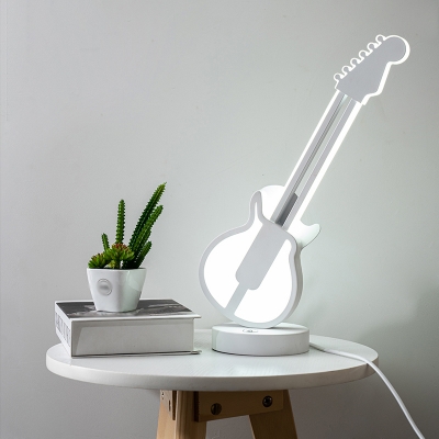 Guitar Shape Night Table Lamp Nordic Style Acrylic LED White Reading Light for Bedroom
