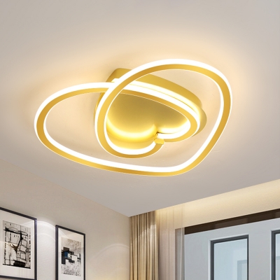 Heart Acrylic LED Ceiling Lighting Modernist Pink/Gold Flush Mount Light Fixture for Bedroom