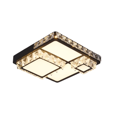 LED Flush Ceiling Light Contemporary Round/Square Crystal Encrusted Flushmount in White