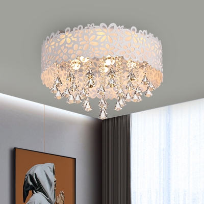 Modern Hollowed Out Flush Ceiling Light Crystal LED Flush Mounted Lamp in White Light/Remote Control Stepless Dimming