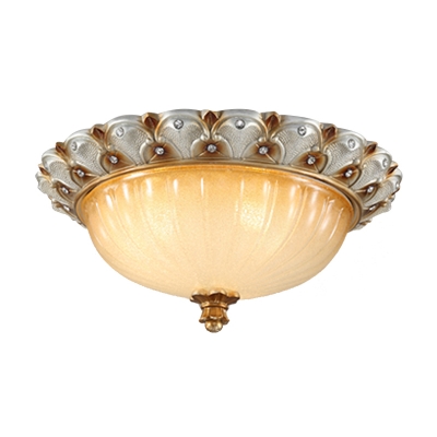 Ribbed Glass Hemisphere Ceiling Light Traditional 16