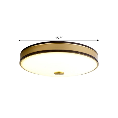 Round Living Room Flushmount Countryside White Glass LED Black/Gold Ceiling Fixture, 12