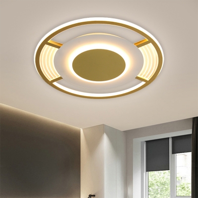 Rounded Acrylic Flush Mount Lamp Nordic Black/Gold LED Flush Ceiling Light in Warm/White/3 Color Light