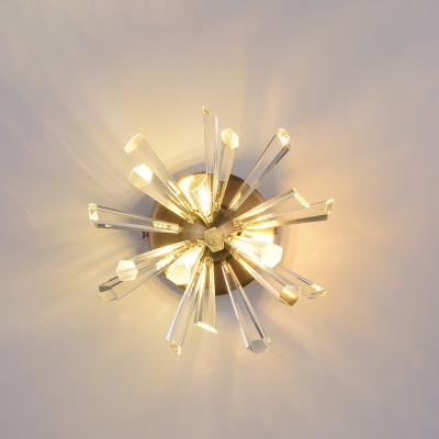 Burst Design Clear Crystal Rods Sconce Postmodern 2 Lights Bedroom Wall Mount Lamp in Warm/White Light