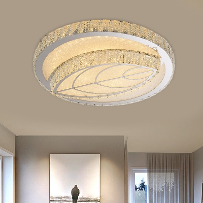 Chrome Leaf/Circle LED Flush Mounted Lamp Modernist Crystal Bedroom LED Ceiling Lighting