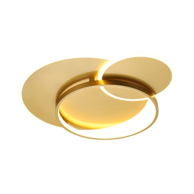 Circular Flush Mount Modernist Metallic LED Gold Flushmount Lighting in Warm/White Light, 18