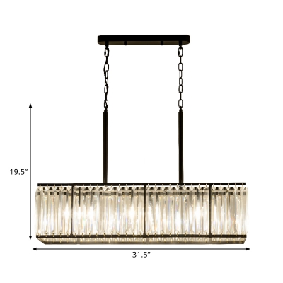 Cuboid Kitchen Dinette Island Pendant Modern Clear Crystal 5-Light Black Hanging Lamp Kit
