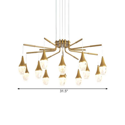 Geometric Bedroom Hanging Ceiling Light Crystal 7/13/16-Head Modern Style Chandelier Lighting in Gold