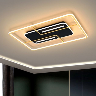 Gold Rectangular Ceiling Flush Mount Modernist LED Acrylic Flush Light Fixture for Living Room