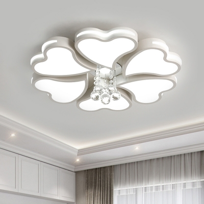 Heart Flush Mount Light Fixture Modern Style Acrylic 6/8 Bulbs White LED Ceiling Lighting for Bedroom