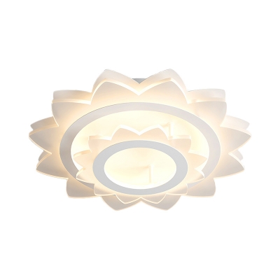 Lotus Acrylic Flush Lamp Contemporary LED White Ceiling Mounted Fixture in Warm/White Light
