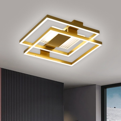 Nordic Parallel Flush Light Acrylic LED Bedroom Flushmount Lighting in Gold, White/3 Color Light