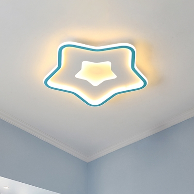 Pink/Blue LED Star Ceiling Flush Nordic Style Acrylic Flush Mount Lighting for Kids Room