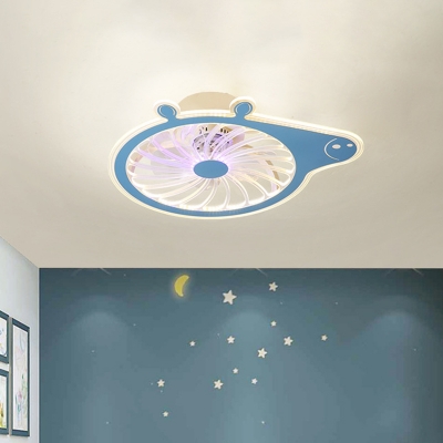 Pink/Blue Pig Ceiling Fan Lamp Fixture Cartoon 20