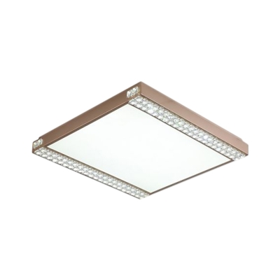 Simplicity Squared Flush Ceiling Light Metallic Living Room LED Clear Crystal Lighting Fixture in Gold/Coffee