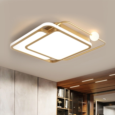 Square Aluminum Flush Light Fixture Contemporary 16.5