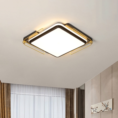 Square Ceiling Light Fixture Minimalist Acrylic LED Black Flushmount Lighting, 16