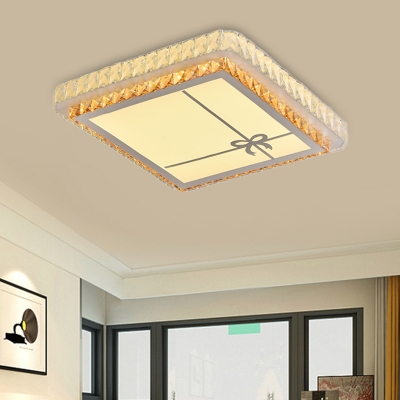 Square/Flower/Bowknot LED Ceiling Lamp Contemporary Crystal Block Flush-Mount Light Fixture in Black