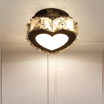 Star/Loving Heart Mini Aisle Flush Mount Simple Style Crystal LED Chrome Ceiling Mount Lighting