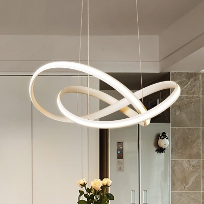Twisted Chandelier Light Minimalist Metal White/Coffee LED Pendant Lighting in Warm/White Light