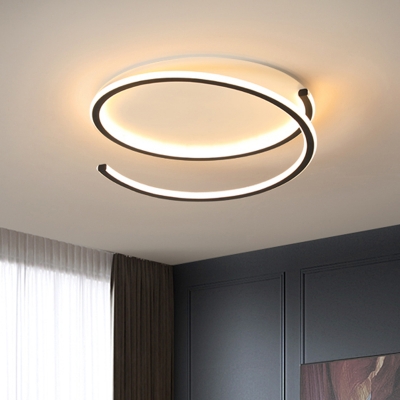 Black/Gold Spiral Flush Ceiling Light Modernist 16
