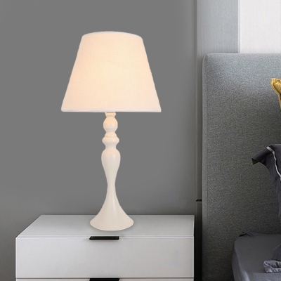 Black/White LED Reading Book Light Colonial Fabric Bell Nightstand Lamp for Living Room