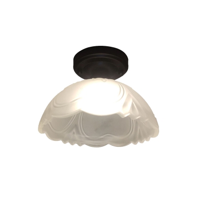 Countryside Domed Flush Ceiling Light 1 Head Opaline Glass Flush Mount Lighting Fixture in Clear