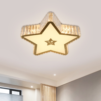 Crystal Star Flush Mount Ceiling Light Simple Bedroom LED Flushmount Lighting in Gold