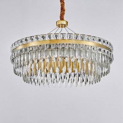 Double-Layered Ceiling Chandelier Contemporary Crystal 18