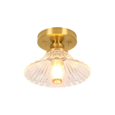 Flared/Bloom/Scalloped Hallway Ceiling Lamp Prismatic Glass 1 Bulb 7.5