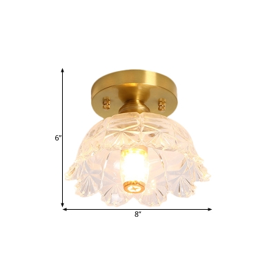 Flared/Bloom/Scalloped Hallway Ceiling Lamp Prismatic Glass 1 Bulb 7.5